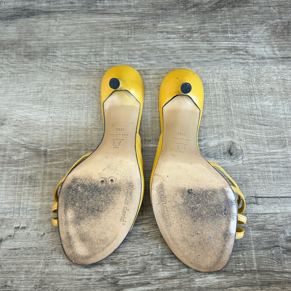 Charles David Strappy Leather Heels Sandals Mules 8 - Picture 4 of 8